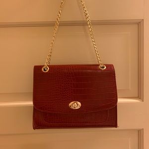 red crocodile mini shoulder bag